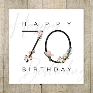 Fijne verjaardag | 70e verjaardag | Afdrukbare verjaardagskaart | Digitale verjaardag | 70 jaar oud | Prachtige verjaardagskaart | Vierkante verjaardagskaart