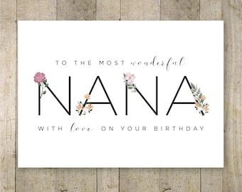Happy Birthday Nana Printable Card, Birthday Card for Nana Greeting Card for Grandma, Grandparents Day, Happy Birthday Nana, Grandmother