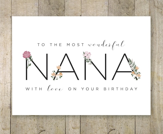 Happy Birthday Nana Printable Card Birthday Card for Nana | Etsy