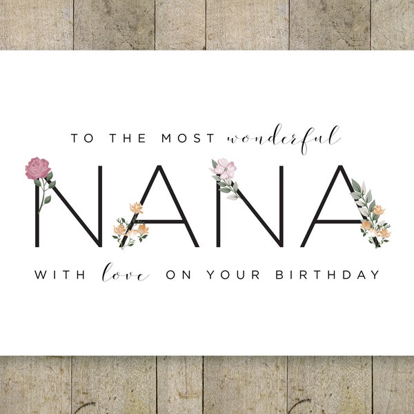 Happy Birthday Nana Printable Card, Birthday Card for Nana Greeting Card for Grandma, Grandparents Day, Happy Birthday Nana, Grandmother