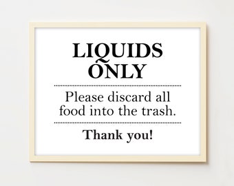 Liquids Only Printable Sign No Food In Sink Septic System Drain Only Do Not Put Food Down Sink No Food Down The Drain Kitchen Wall Sign