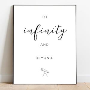 To Infinity and Beyond Printable, Home Decor, Infinity and Beyond, Printable Wall Art, Kids Room, Toy Story, planets, space, telescope