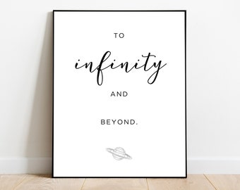 To Infinity and Beyond Printable, Home Decor, Infinity and Beyond, Printable Wall Art, Kids Room, Toy Story, planets, space, saturn