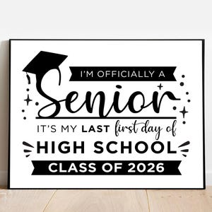 Printable Last First Day of School, First Day of Senior Year, Senior Year of College, Senior Year of High School 2026