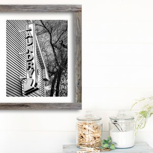 Laundromat Sign Photography Print: Black and White Laundry Room Wall Art