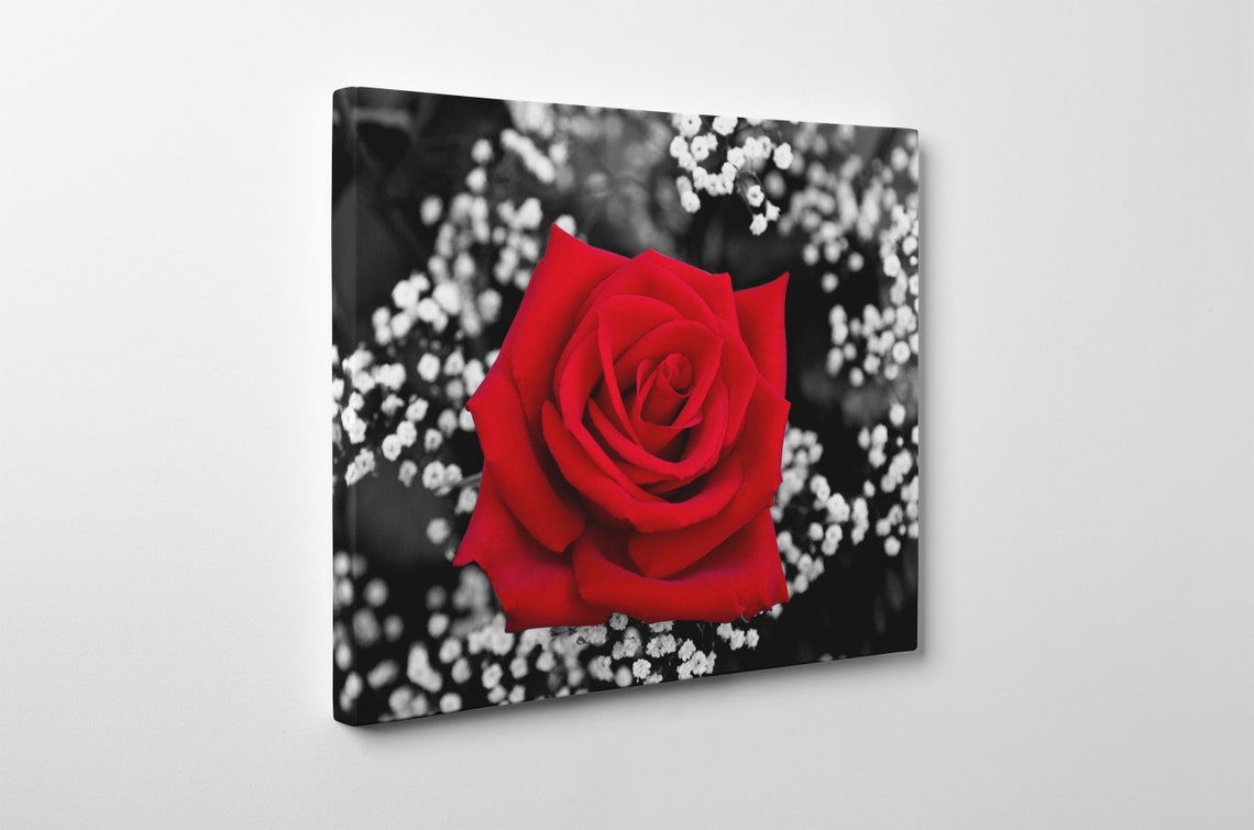 Red Rose Wall Decor, Flower Wall Decor, Red Pop of Color for Bathroom