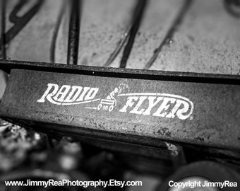 Radio flyer red wagon wall decor, vintage red wagon wall art print for boys room or nursery,  rustic childs room wall art photograph