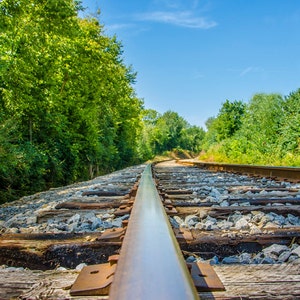 Railroad track picture wall decor, fine art photography, rustic office art, gift ideas, train tracks, travel,rural photos,boys bedroom art