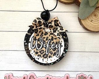 Wifey Car Freshie, Leopard Bow Aroma Bead Air Freshener