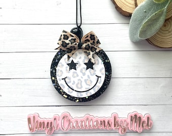 Cheetah smiley car freshie, car air freshener, freshie, aroma bead car freshie, mama life freshie, cute car freshie, star smiley freshie