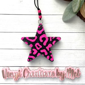 Ambientador para coche con forma de estrella y estampado de guepardo, ambientador para coche, ambientador, ambientador para coche con perlas aromáticas, bonito ambientador para coche, ambientador con forma de estrella