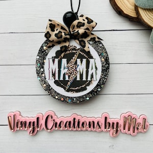 mama car freshie, car air freshener, freshie, aroma bead car freshie, mama life freshie, freshie with bow, mama with cheetah lightning bolt