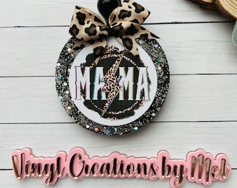 mama car freshie, car air freshener, freshie, aroma bead car freshie, mama life freshie, freshie with bow, mama with cheetah lightning bolt