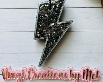 Glitter Lightning Bolt Car Freshie, Aroma Bead Air Freshener
