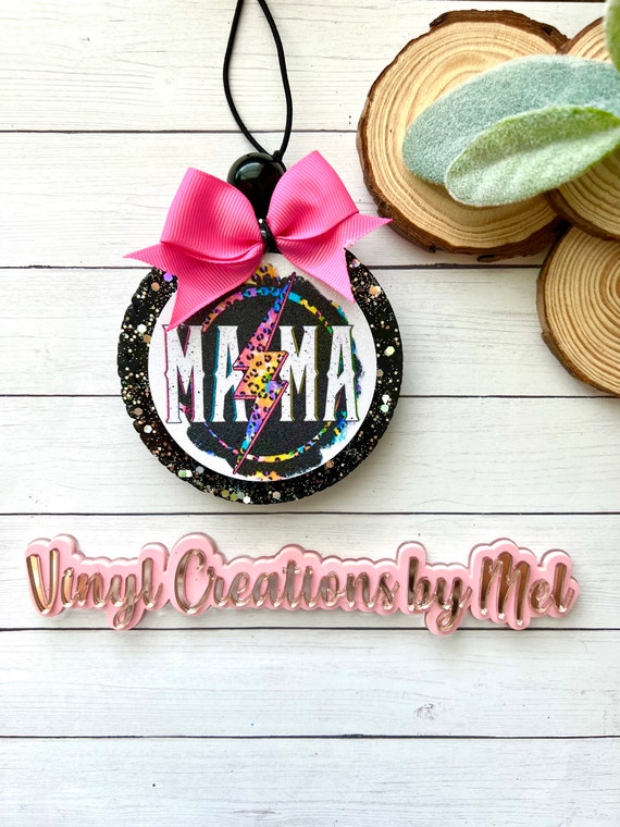 mama car freshie, car air freshener, freshie, aroma bead car freshie, car candles, mama life freshie, mama with colorful lightning bolt