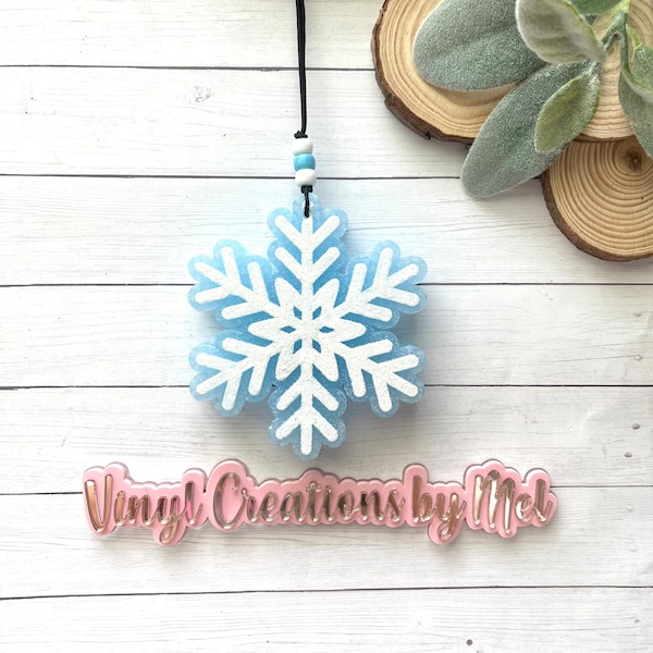 Snowflake car freshie, car air freshener, freshie, aroma bead car freshie, mama life freshie, cute car freshie, Christmas freshie