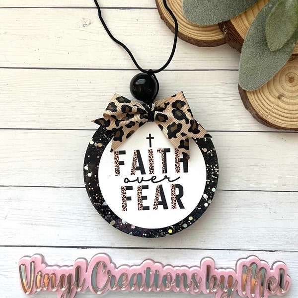 Ambientador para coche Faith Over Fear, ambientador de perlas aromáticas con lazo
