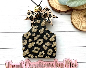 Cheetah print cow tag car freshie, car air freshener, freshie, aroma bead car freshie, farm life freshie cute car freshie, cow print freshie