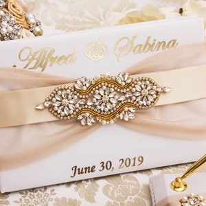 Gold Wedding Guest Book, Gepersonaliseerde Bruiloft Guest Book, Gold Guest Book, Bruiloft Guestbook Set, Bruiloft Decor