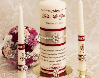 Personalized Unity Candle Set, Blush Wedding Unity Candles, Rose Gold Wedding Candles, Wedding Candles Set