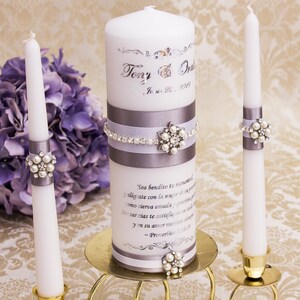 Wedding Unity Candle Set, Silver Unity Candles for Wedding, Personalized Wedding Candles, Wedding décor