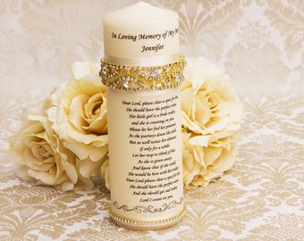 Gold Memorial Candle Personalized Memorial Candle Wedding Candles Remembrance Candle