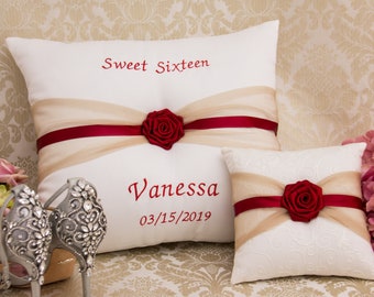 Personalized Quinceanera Pillow Set, Shoe Pillow, Kneeling Pillow, Mis Quince Anos, Custom Quince Pillows