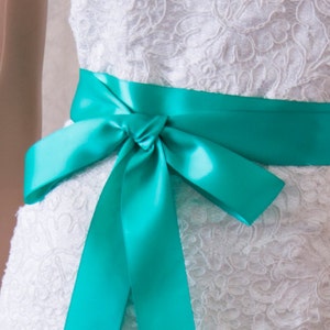 DEEP TURQUOISE Bridal Sash, Satin Ribbon Sash, Wedding Sash, Satin Bridal Sash, Bridal Belt, Bridesmaids Sash
