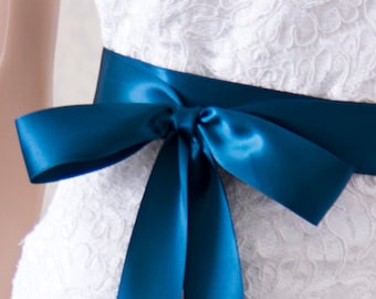 TEAL Bridal Sash, Satin Ribbon Sash, Wedding Sash, Satin Ribbon Sash, Bridal Belt, Bridesmaids Sash