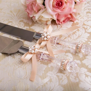 Rose Gold Wedding Cake Cutting Set Cake Serving Set Cake Cutting Set Wedding Knife Set Wedding décor image 1