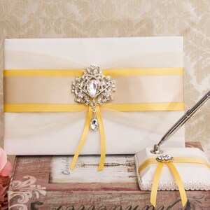 Champagne Wedding Guest Book, Gold and Champagne Crystal Wedding Sign Book, Gold Guest Book, Gold Wedding Accessories