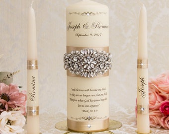 Champagne Unity Candle Set Champagne Wedding Unity Candles Wedding Candle Personalized Unity Candles Wedding décor