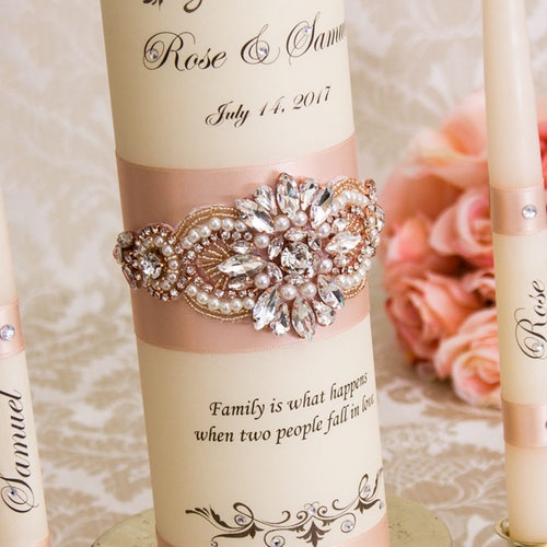 Great Gatsby Unity Candle Holder Set Rose Gold Wedding Unity Etsy