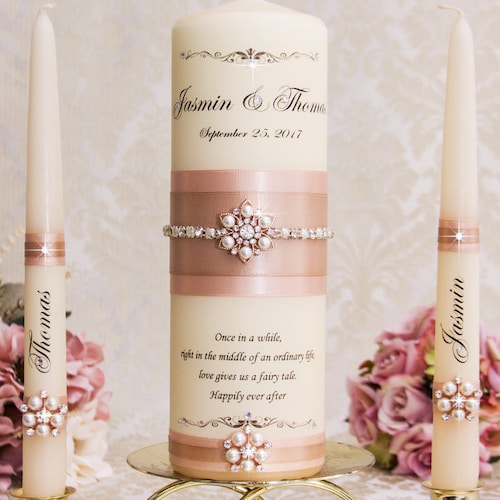 Rose Gold Unity Candle Set Rose Gold Wedding Unity Candles Etsy