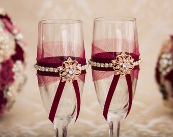 Flautas de boda, gafas de boda, flautas tostadas de boda, copas de champán de boda, flautas decoración de la boda