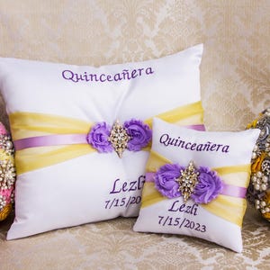 Personalized Quinceanera Pillow, Sweet 16, Mis 15 Anos, Kneeling Pillow, Tiara Pillow, Shoe Pillow, Prayer Pillow