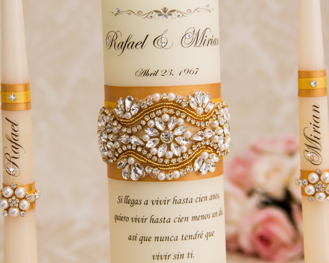 Gold Unity Candle Set Gold Wedding Unity Candles Gold Wedding Etsy