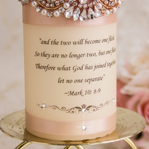 Rose Gold Unity Candle Set Rose Gold Wedding Unity Candles Blush Wedding Candle Personalized Unity Candle Rhinestone Unity Candle image 6