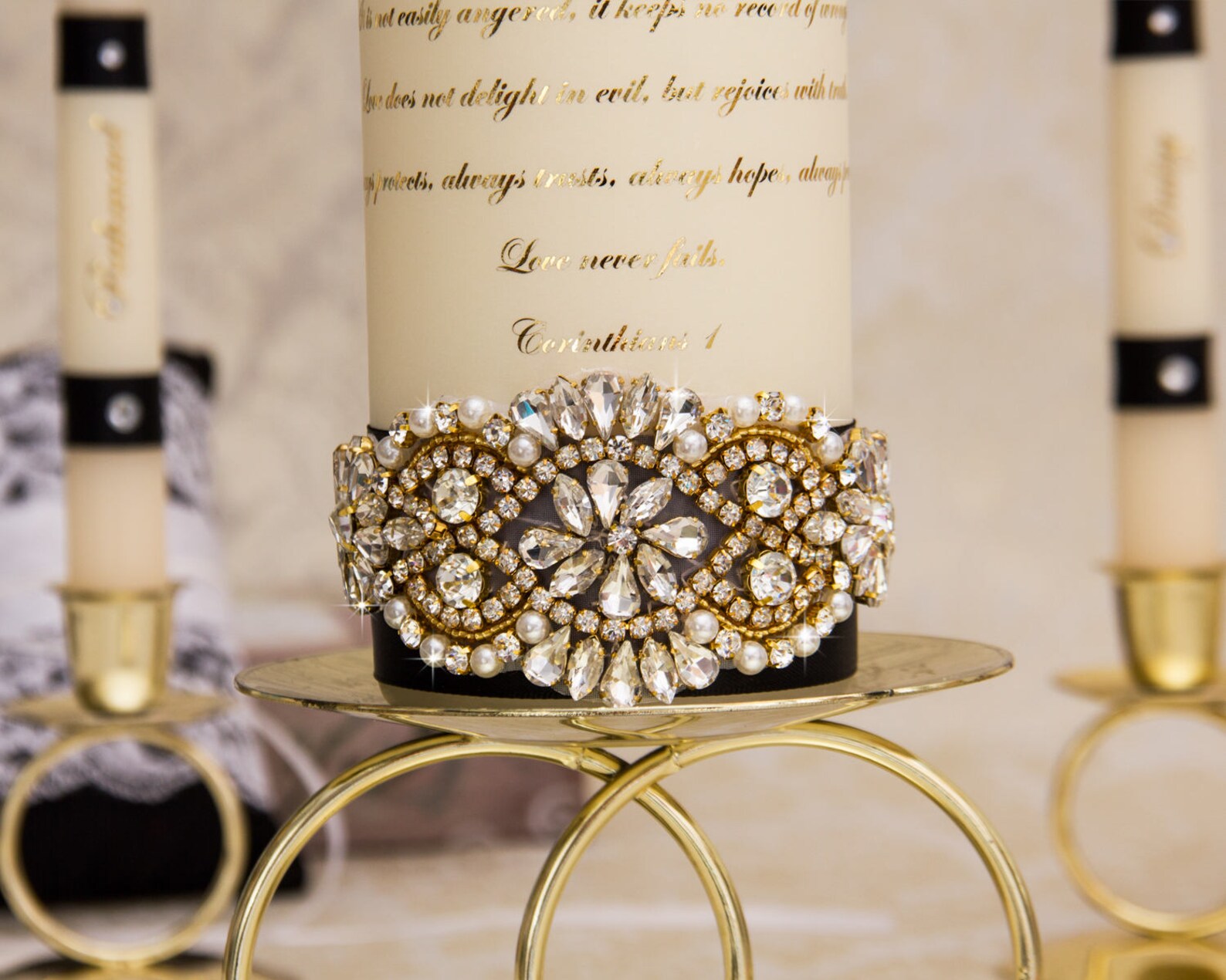 Gold Unity Candle Set Gold Wedding Unity Candles Black Wedding Etsy