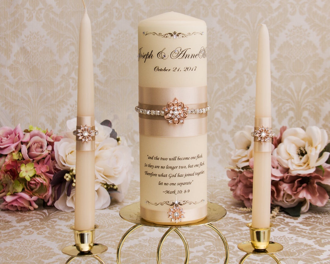 Rose Gold Unity Candle Set Champagne Unity Candle Set Etsy