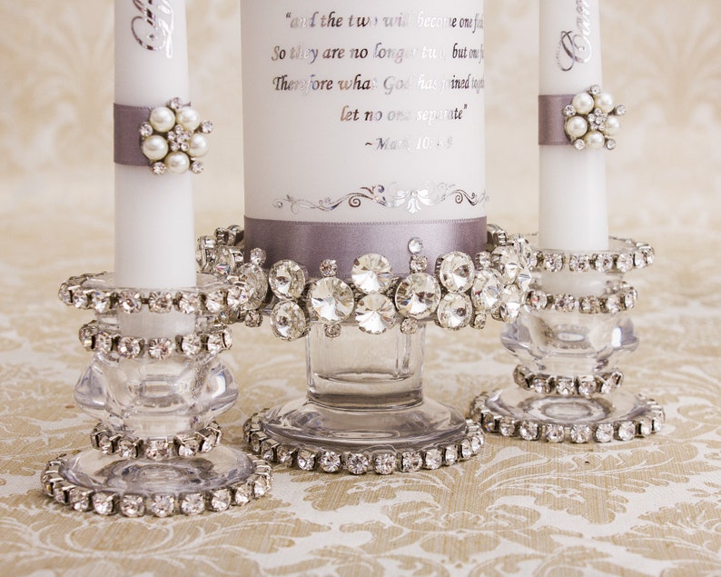Unity Candle Holder Set Art Deco Wedding Unity Candles Stand Etsy