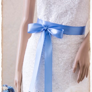 Wedding Sash, FRENCH BLUE Bridal Sash, Satin Ribbon Sash, Satin Bridal Sash, Bridesmaids Sash