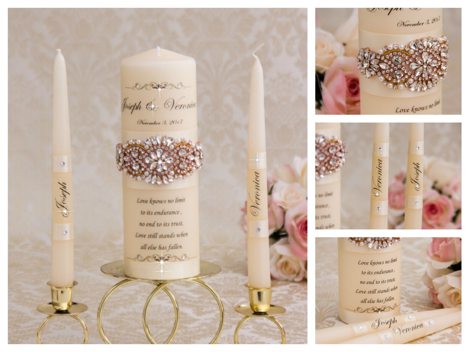 Rose Gold Unity Candle Set Rose Gold Wedding Unity Candles Etsy