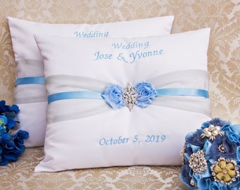 Wedding Kneeling Pillows, Monogrammed Ceremony Pillow, Personalized Kneeling Pillows, Prayer Pillows, Ring Pillow, Nuestra Boda