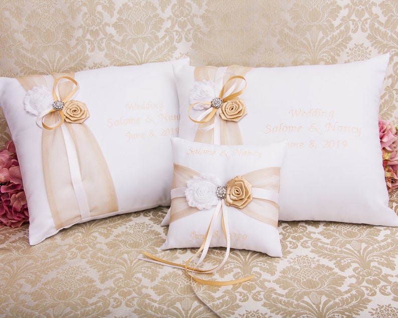 Wedding Kneeling Pillows Set Monogrammed Ceremony Pillow Etsy