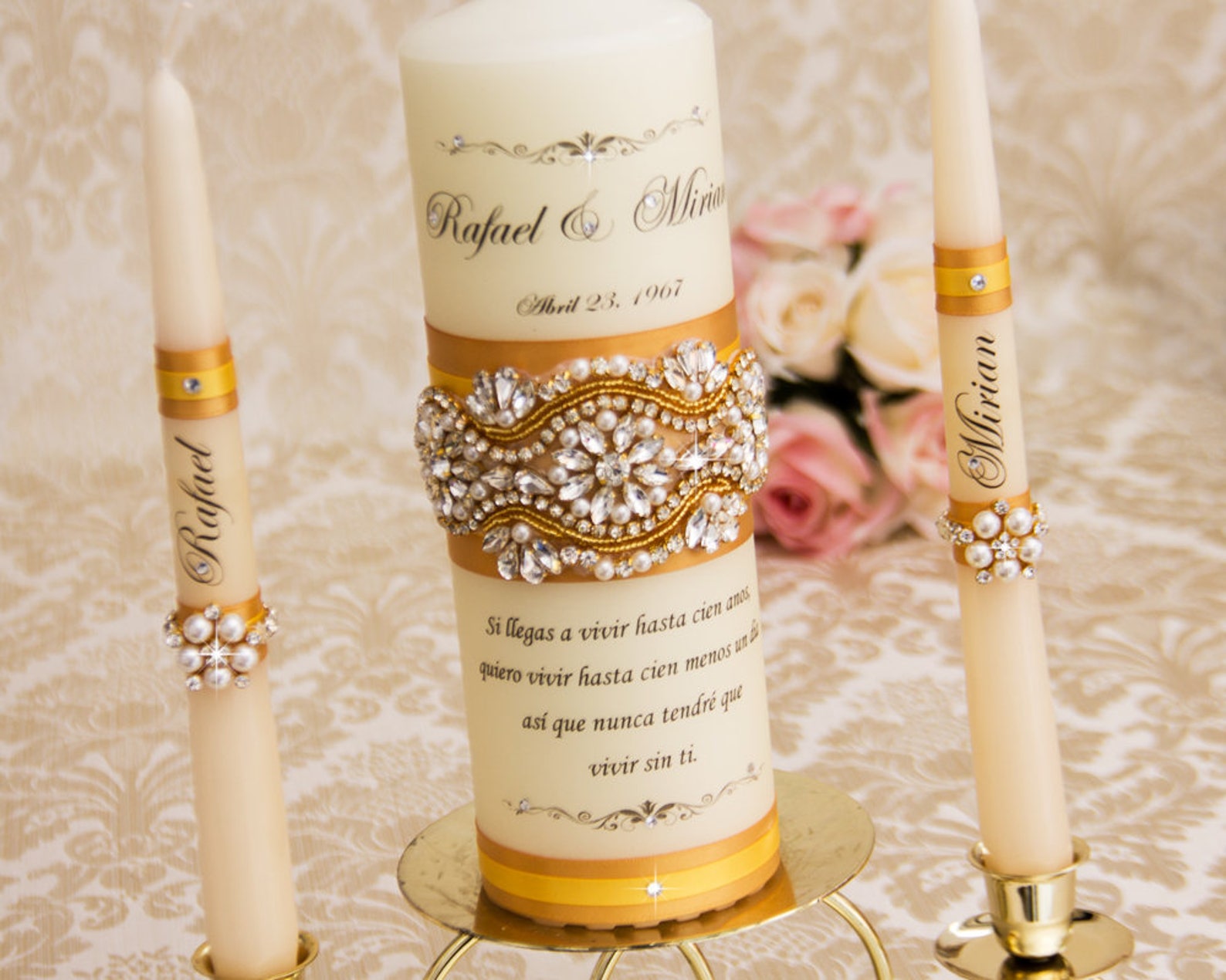 Gold Unity Candle Set Gold Wedding Unity Candles Gold Wedding Etsy