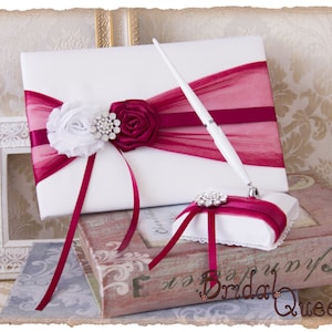 Wedding Guest Book, Burgundy Wedding Guest Book, Burgundy Guest Book, Wine Guest Book, Pen Holder, Guest Book Set, Wedding Decor