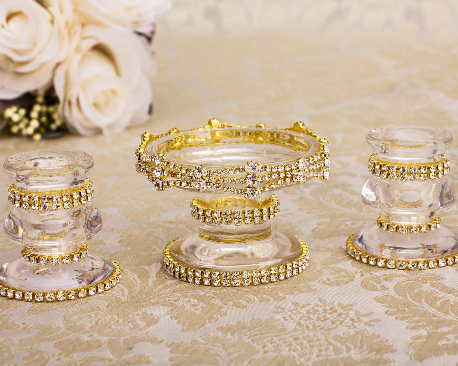 Gold Wedding Unity Candle Holder Set for Great Gatsby Wedding Etsy