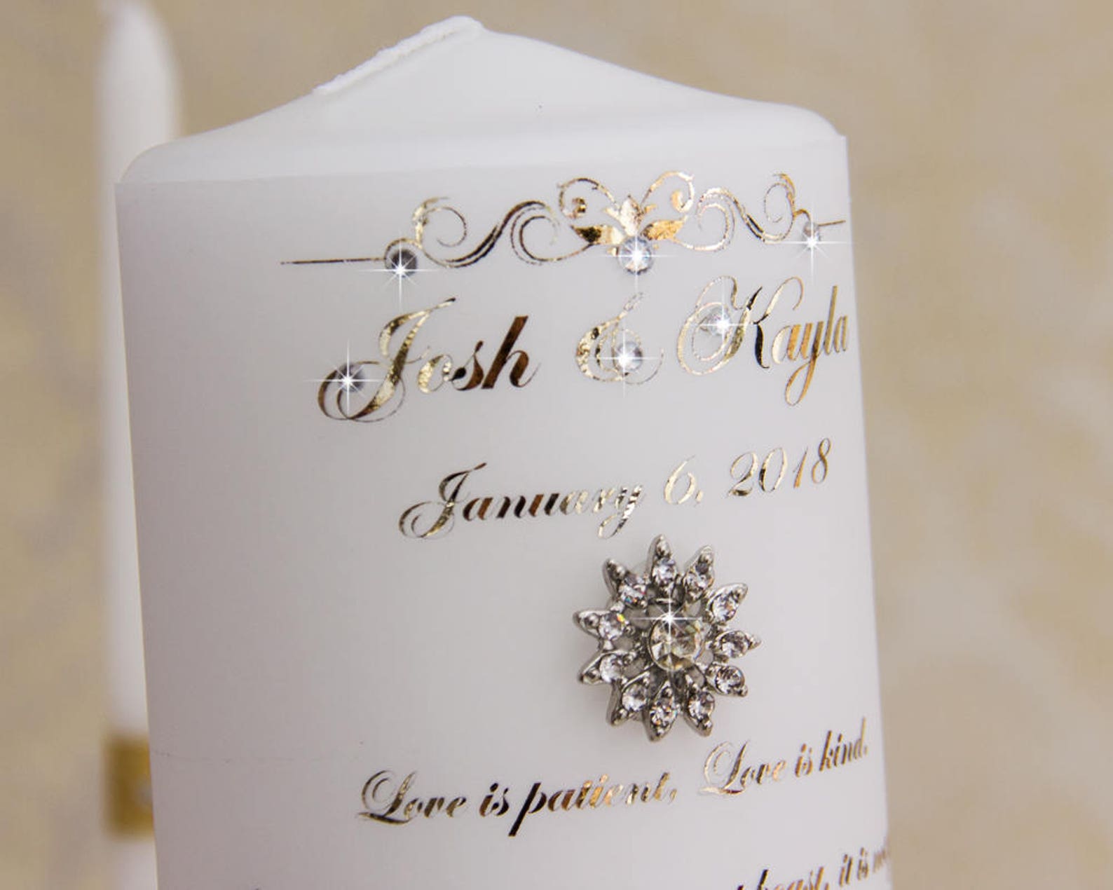 Gold Wedding Unity Candles Set Personalized Wedding Candles Etsy