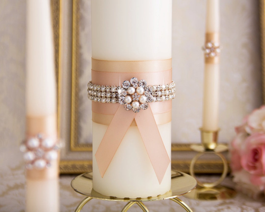 Wedding Unity Candle Set, Rose Gold Unity Candles, Blush Wedding